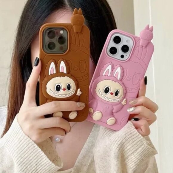 Pink Labubu The Monsters Silicone 3D iPhone 15 Pro Max Phone Case NWT - Picture 5 of 8